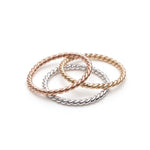 Twisted Stackable Ring in Yellow, White and Rose Gold