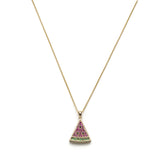 Watermelon Slice Ruby and Tsavorite Pavé Necklace