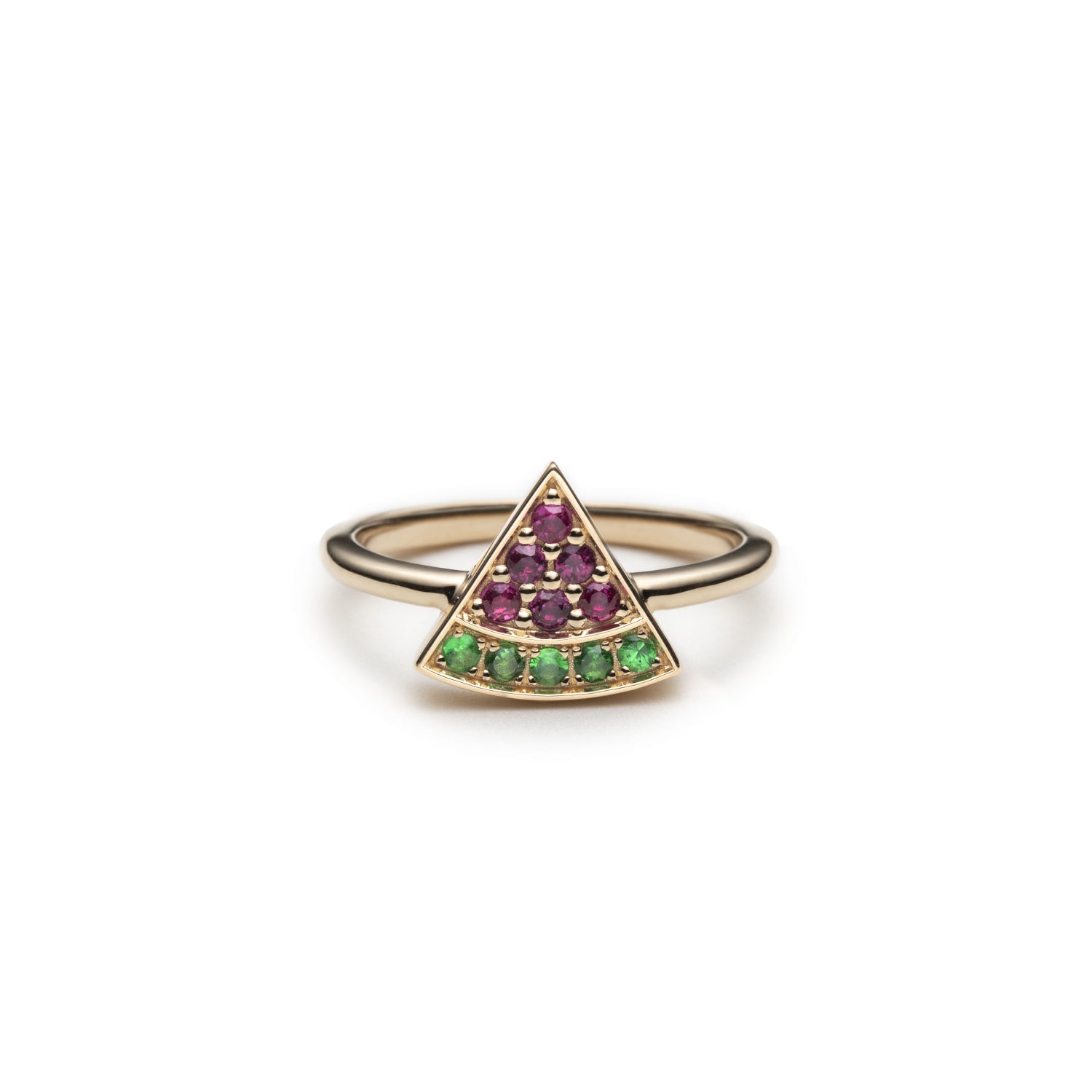 Watermelon Slice Ruby and Tsavorite Pavé Ring