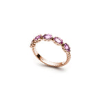Lepia Oval Pink Sapphire Five-Stone Ring in Rose Gold Side View