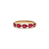 Lepia Pear-Shaped Ruby Five-Stone Ring in Yellow Gold