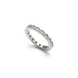 Mermaid Scales Motif Diamond Crown Ring in White Gold Side View