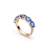 Sapphire Oval Semi-Eternity Mermaid Ring