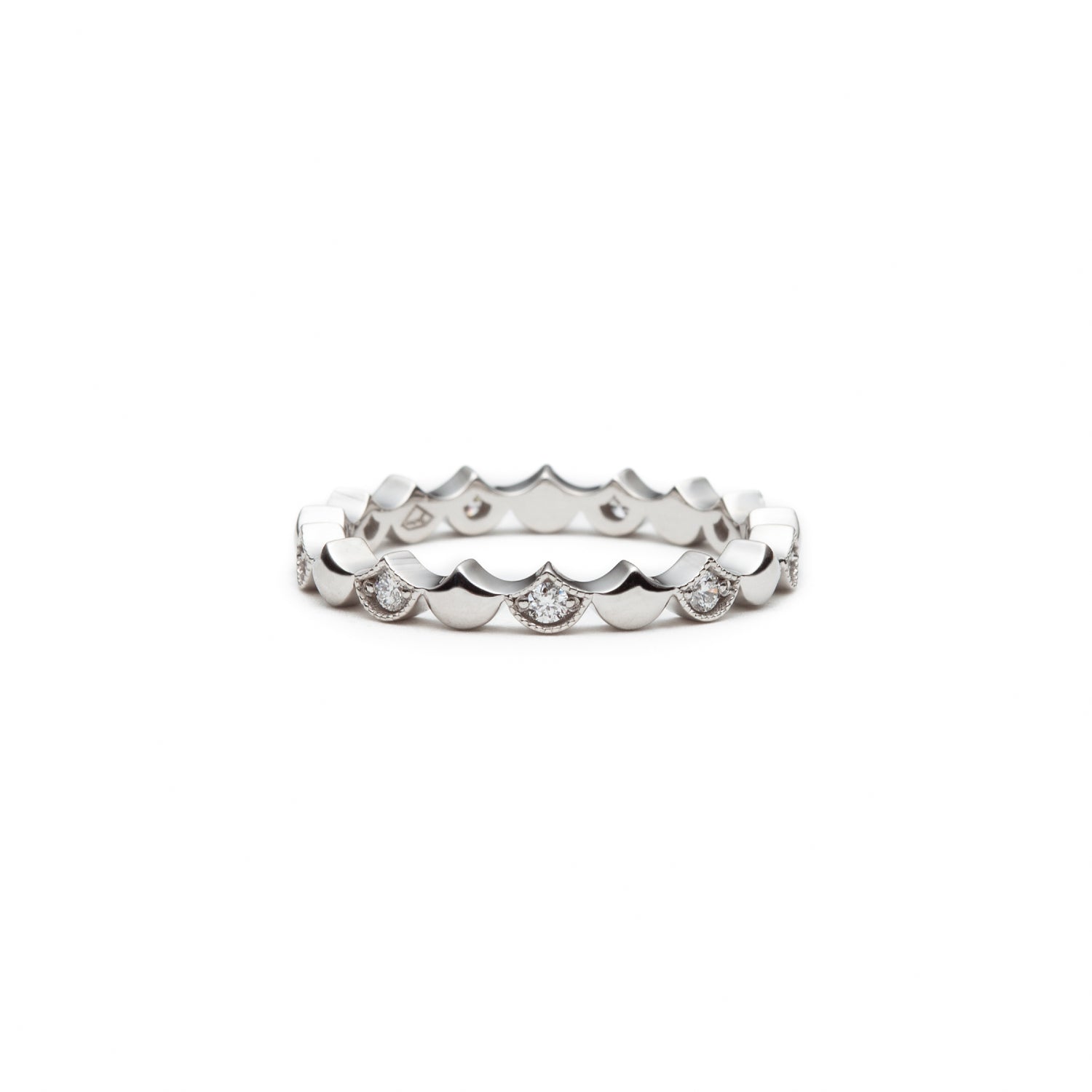 Alternating Lepia Mermaid Scales Motif Diamond Eternity Ring in White Gold