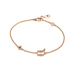 Armenian Letter and Pomegranate Ruby Motif Bracelet in Rose Gold