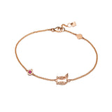 Armenian Letter and Pomegranate Ruby Motif Bracelet in Rose Gold