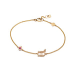 Armenian Letter and Pomegranate Ruby Motif Bracelet in Yellow Gold