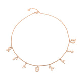 Armenian Spaced Eight-Letter Name Necklace in Rose Gold