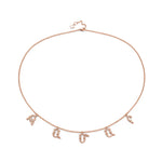 Armenian Spaced Five-Letter Name Necklace in Rose Gold