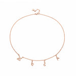 Armenian Spaced Four-Letter Name Necklace in Rose Gold