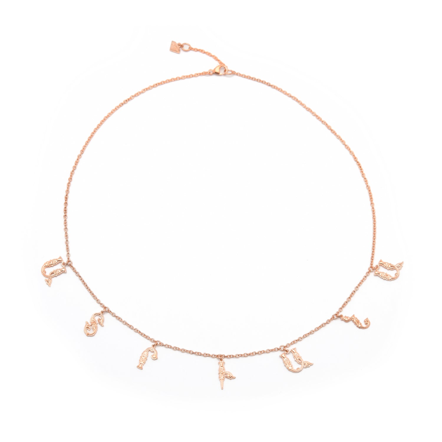 Armenian Spaced Seven-Letter Name Necklace in Rose Gold