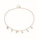 Armenian Spaced Six-Letter Name Necklace in Rose Gold