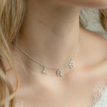 Armenian Spaced Three-Letter Name Necklace on a Model