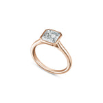 Asscher Cut Lab-Grown Diamond Bezel Solitaire Engagement Ring in Rose Gold Side View