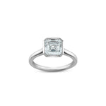 Asscher Cut Lab-Grown Diamond Bezel Solitaire Engagement Ring in White Gold Front View