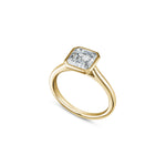 Asscher Cut Lab-Grown Diamond Bezel Solitaire Engagement Ring in Yellow Gold Side View