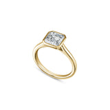 Asscher Cut Lab-Grown Diamond Bezel Solitaire Engagement Ring in Yellow Gold Side View