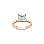 Asscher Cut Lab-Grown Diamond Solitaire Engagement Ring in Rose Gold Front View