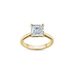 Asscher Cut Lab-Grown Diamond Solitaire Engagement Ring in Yellow Gold Front View