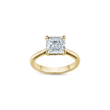Asscher Cut Lab-Grown Diamond Solitaire Engagement Ring in Yellow Gold Front View