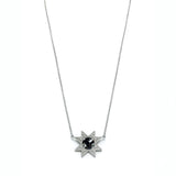 Asteri Checkerboard Cut Black Onyx Star Necklace in White Gold