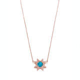 Asteri Checkerboard Cut Turquoise Star Necklace in Rose Gold