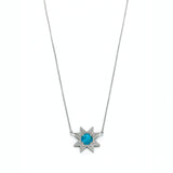 Asteri Checkerboard Cut Turquoise Star Necklace in Sterling Silver