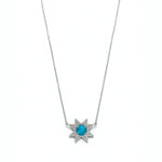Asteri Checkerboard Cut Turquoise Star Necklace in White Gold