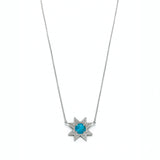 Asteri Checkerboard Cut Turquoise Star Necklace in White Gold