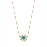Asteri Checkerboard Cut Turquoise Star Necklace in Yellow Gold