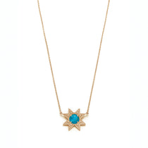 Asteri Checkerboard Cut Turquoise Star Necklace in Yellow Gold