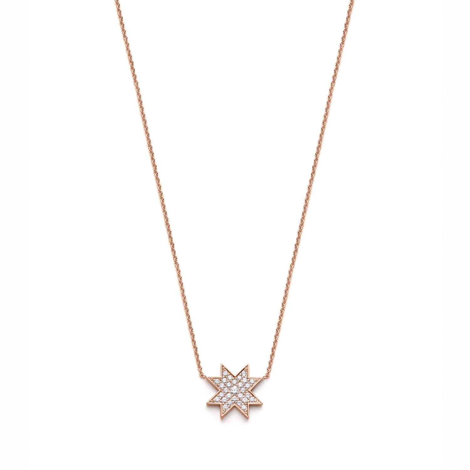Asteri Diamond Pavé Mini Star Necklace in Rose Gold
