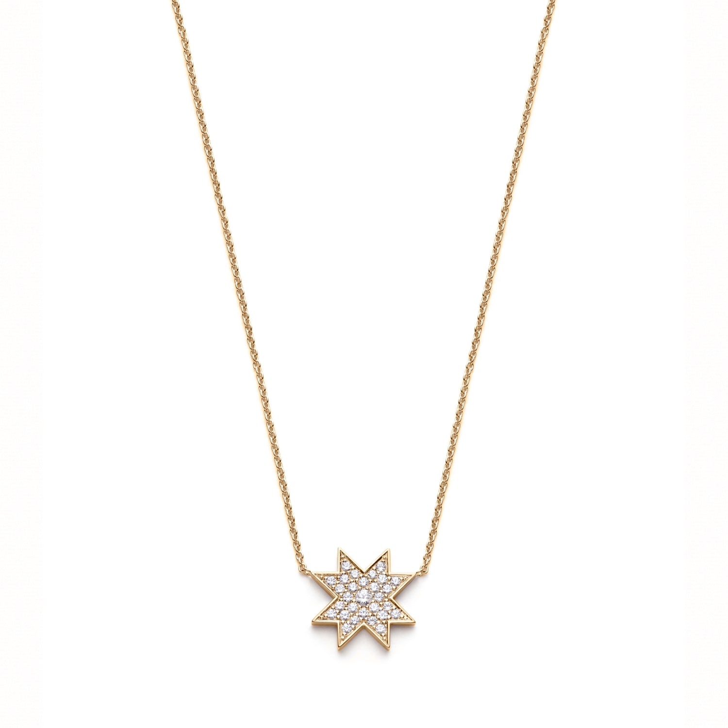 Asteri Diamond Pavé Star Necklace in Yellow Gold