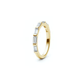 Baguette Cut Diamond Bar Set Half-Eternity Ring in Yellow Gold Side View