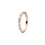 Baguette Cut Diamond Shared Prong Half-Eternity Ring in Rose Gold Side View