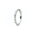 Baguette Cut Diamond Shared Prong Half-Eternity Ring in White Gold Side View