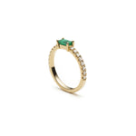 Baguette Cut Emerald Diamond Pavé Stackable Ring Side View