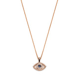 Blue Sapphire and Diamond Evil Eye Pendant in Rose Gold