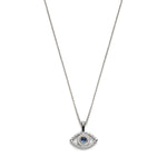 Blue Sapphire and Diamond Evil Eye Pendant in White Gold