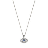 Blue Sapphire and Diamond Evil Eye Pendant in White Gold