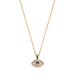 Blue Sapphire and Diamond Evil Eye Pendant in Yellow Gold