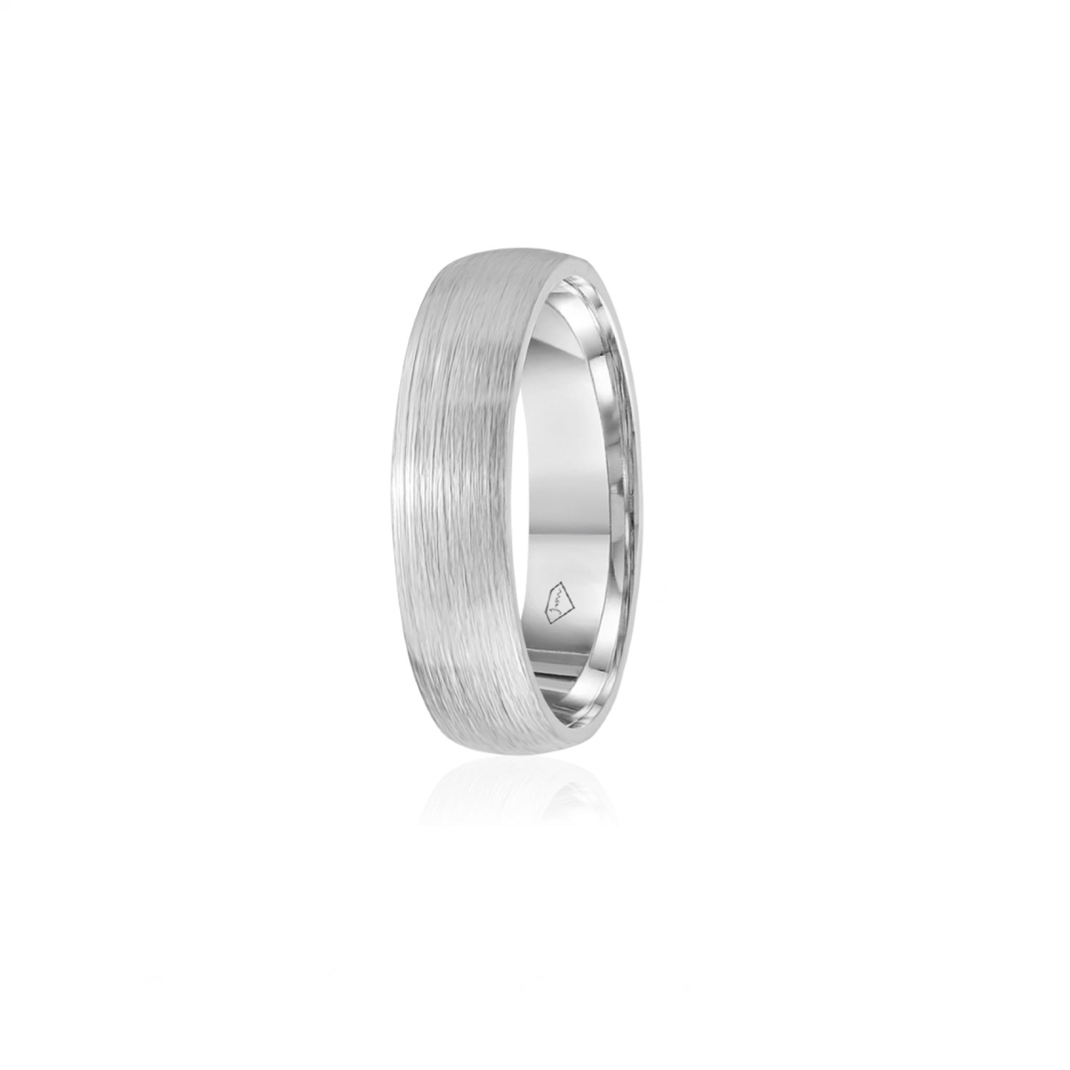 Brushed Finish Comfort Fit 8-9 mm Wedding Band in White Gold
