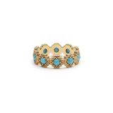 Cabochon Cut Turquoise Step Motif Eternity Ring