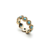 Cabochon Cut Turquoise Step Motif Eternity Ring Side View
