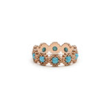 Cabochon Cut Turquoise Step Motif Eternity Ring in Rose Gold