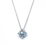 Cabochon Cut Turquoise and Lab-Grown Diamond Step Motif Necklace in Sterling Silver Back View