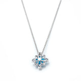 Cabochon Cut Turquoise and Lab-Grown Diamond Step Motif Necklace in White Gold Back View