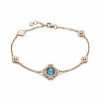 Checkerboard Cut Blue Topaz Step Motif Bracelet in Yellow Gold