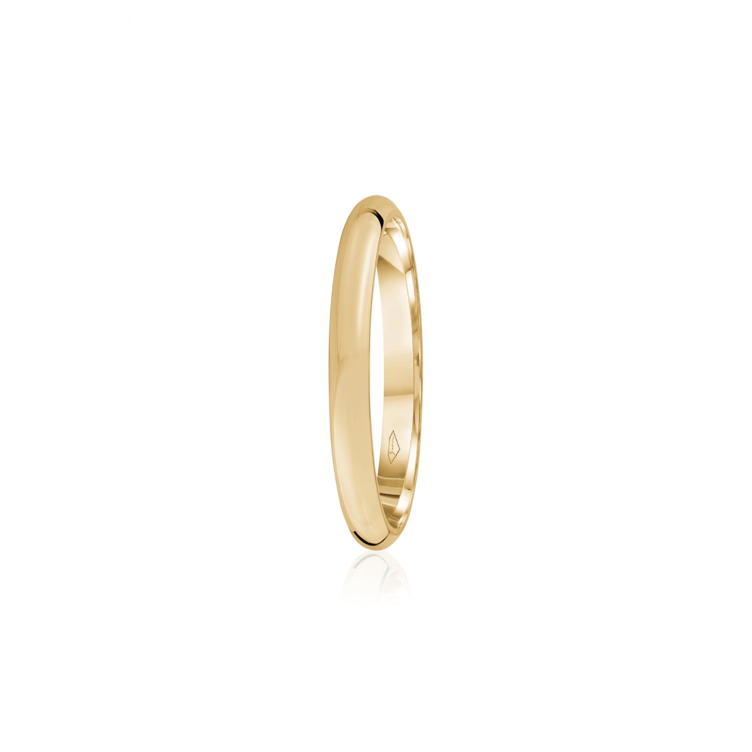 Classic Polished Finish Standard Fit Wedding Band in Yellow Gold Side View