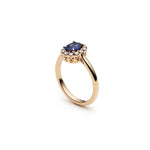 Cushion-Shaped Blue Sapphire Diamond Halo Ring Side View